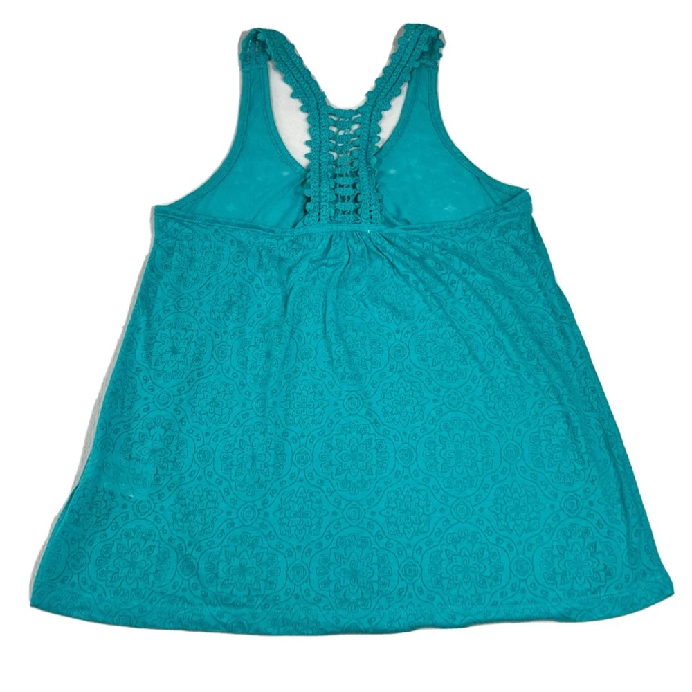 L.E.I. Racerback Tank Top Women's L Blue Juniors Lace Crochet Burnout Floral NEW